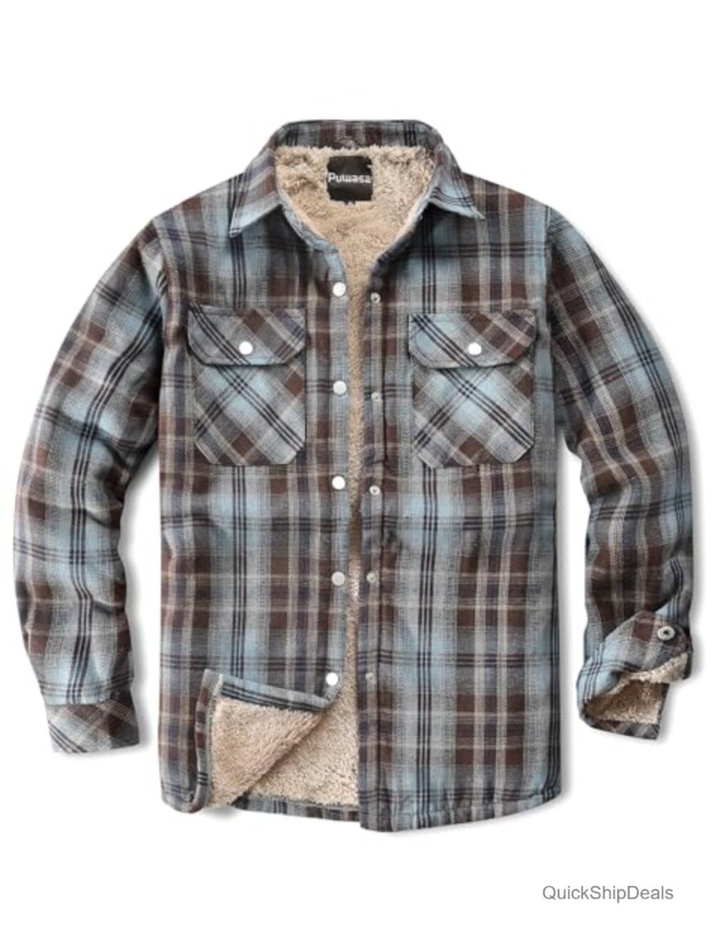 Women's Fleece Flannel Jacket Cotton Plaid Button Down Sherpa Lined Casual Coat